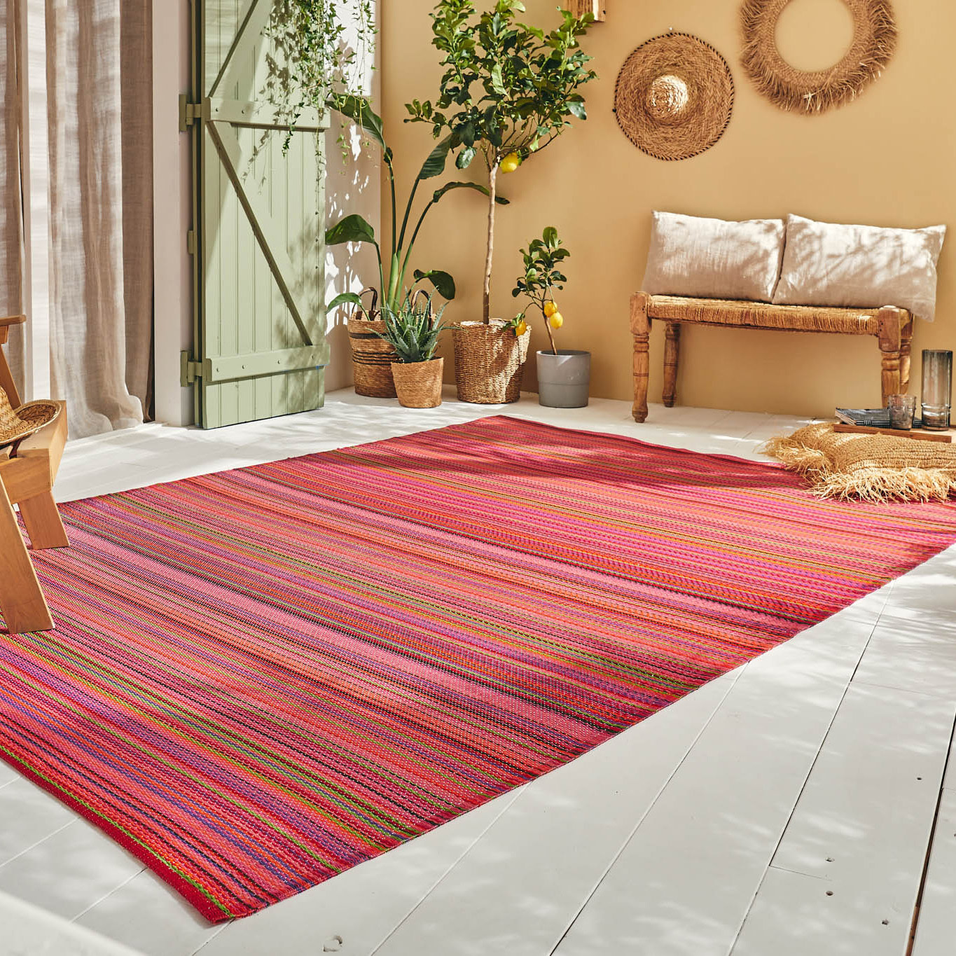 CAPRI - Tapis d'extérieur à motif rayure dégradée - Violet