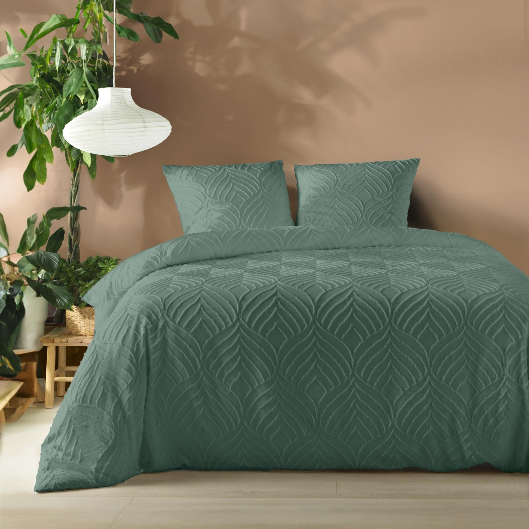 Parure de lit 3 pièces tufté - Vert
