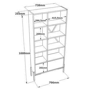 Librería,100% tablero de aglomerado rechapado en melamina, color marrón