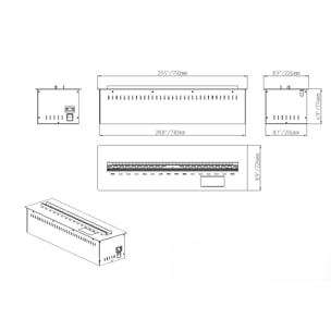 Vapor 3D 75 - Inserto Camino Decorativo ad Acqua Senza Calore 75x17,8x22,7 cm con Effetto Fiamma a LED 3D