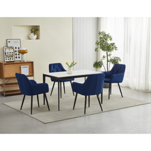Sedia Jork in Velluto Blu Notte con Gambe Nere