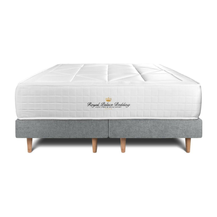 Ensemble 2p - Matelas Ressorts ensachés et mémoire de forme - Maxi Epaisseur : 26cm - Double Sommiers - Confort : Équilibré - Tissu - Windsor
