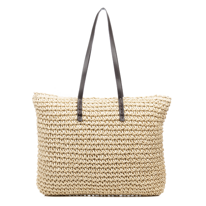 Zimone borsa a spalla in rafia di carta intrecciata.