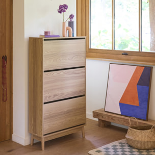 Meuble à chaussures scandinave décor bois 3 abattants DUNE