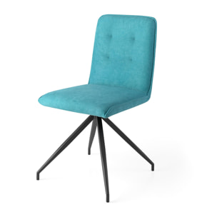 Set 2 sillas CORAL - tejido azul turquesa, negro mate - 59,5x48x88cm
