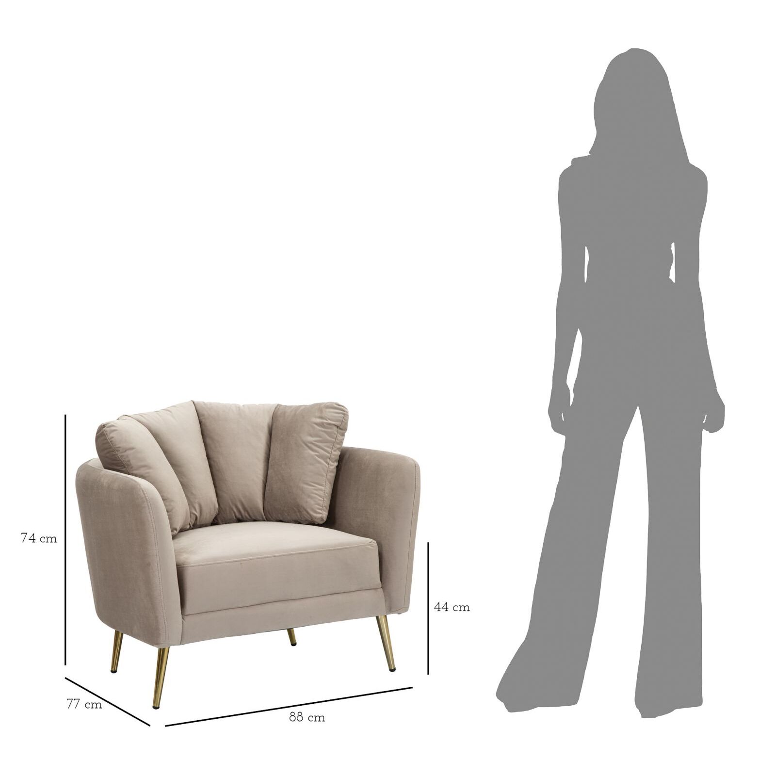 POLTRONA KIEV GRIGIA CM 88X77X74