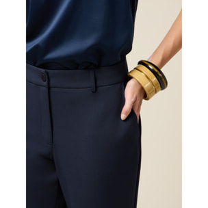 Oltre - Pantaloni cropped in tessuto crêpe - Blu