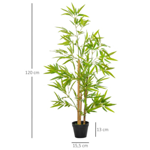 Outsunny Árbol de Bambú Artificial en Maceta 120 cm Planta Artificial Decorativa para Interior y Exterior Hogar Salón Oficina Verde