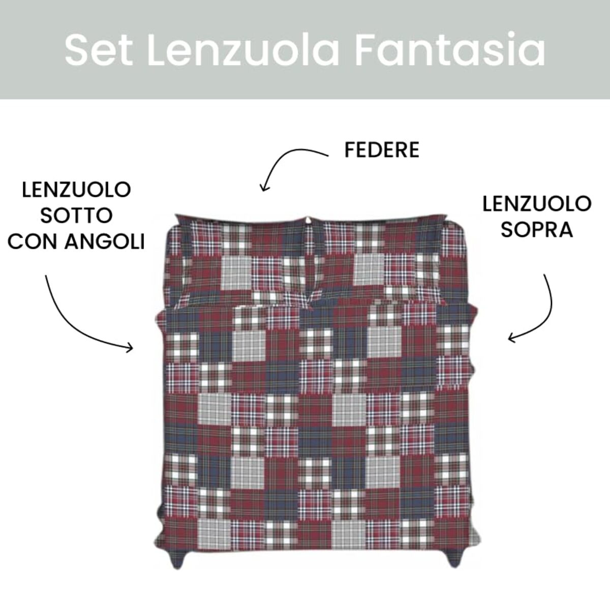 Intrecci – Completo lenzuola in cotone Matrimoniale
