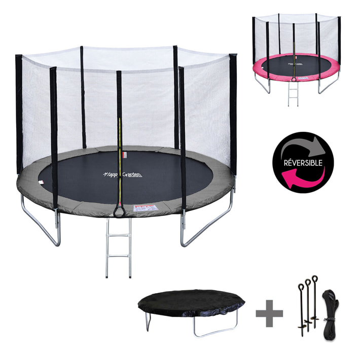 Trampoline réversible avec accessoires - Gris