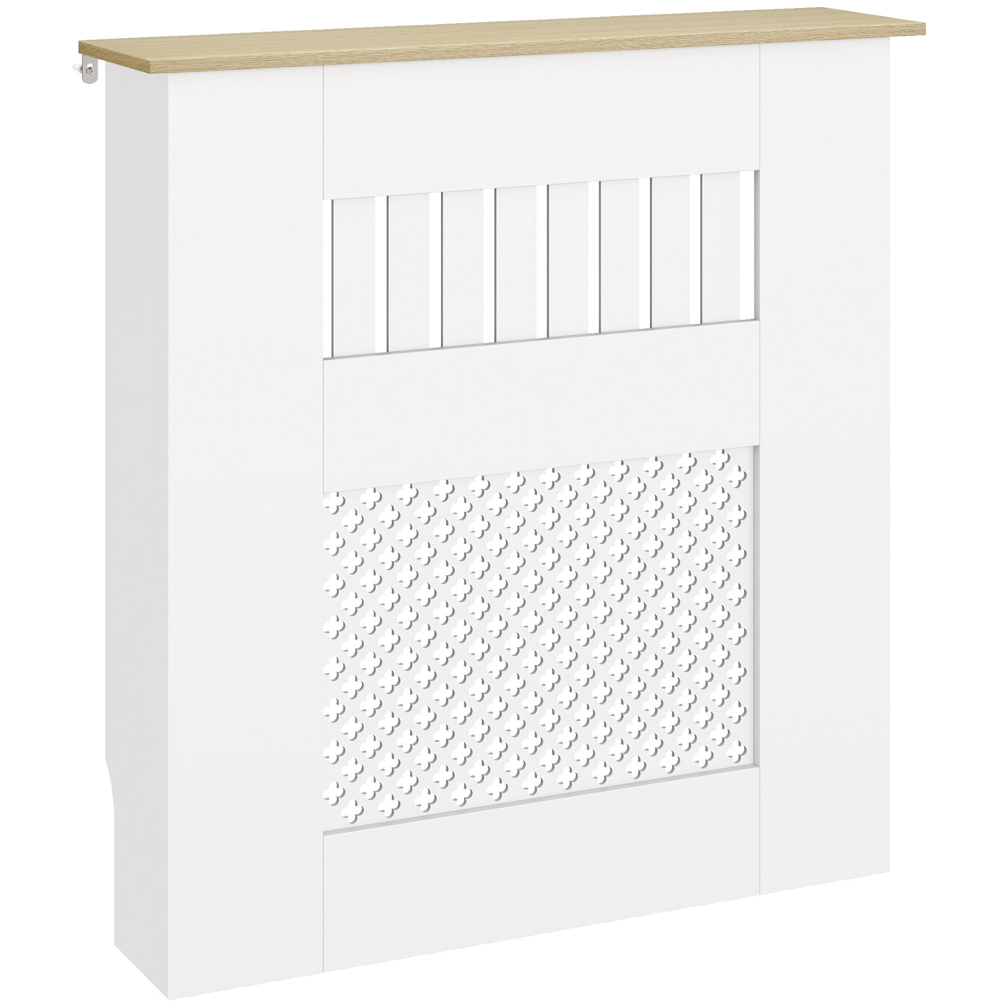 Cubre Radiadores, Cubreradiador de MDF, 78x19x81 cm, Cubierta para Radiador, Diseño Moderno de Listones y Nido de Abeja, para Salón, Dormitorio, Blanco