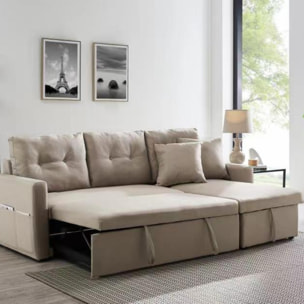 Canapé d'angle 4 places convertible beige OLIVER