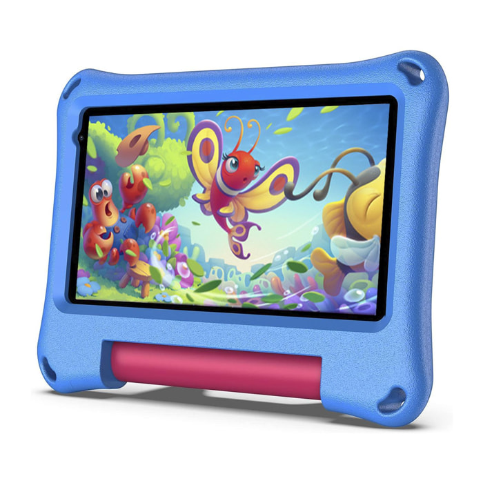 Tablet per bambini K718 3G WiFi. Sistema operativo Android 5.0. Schermo 7'' 1024x600px. MTK6582 1 GB di RAM + 16 GB. Doppia fotocamera.