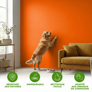 Rouleau adhésif décoratif Vinyle au Mètre - Orange - Sticker Lavable Imperméable Mur Cuisine Meubles