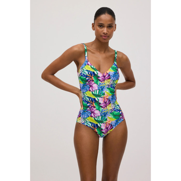 Costume da bagno snellente con stampa tropicale