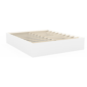 Cadre de lit Orem 160x200cm blanc tiroir coulissant