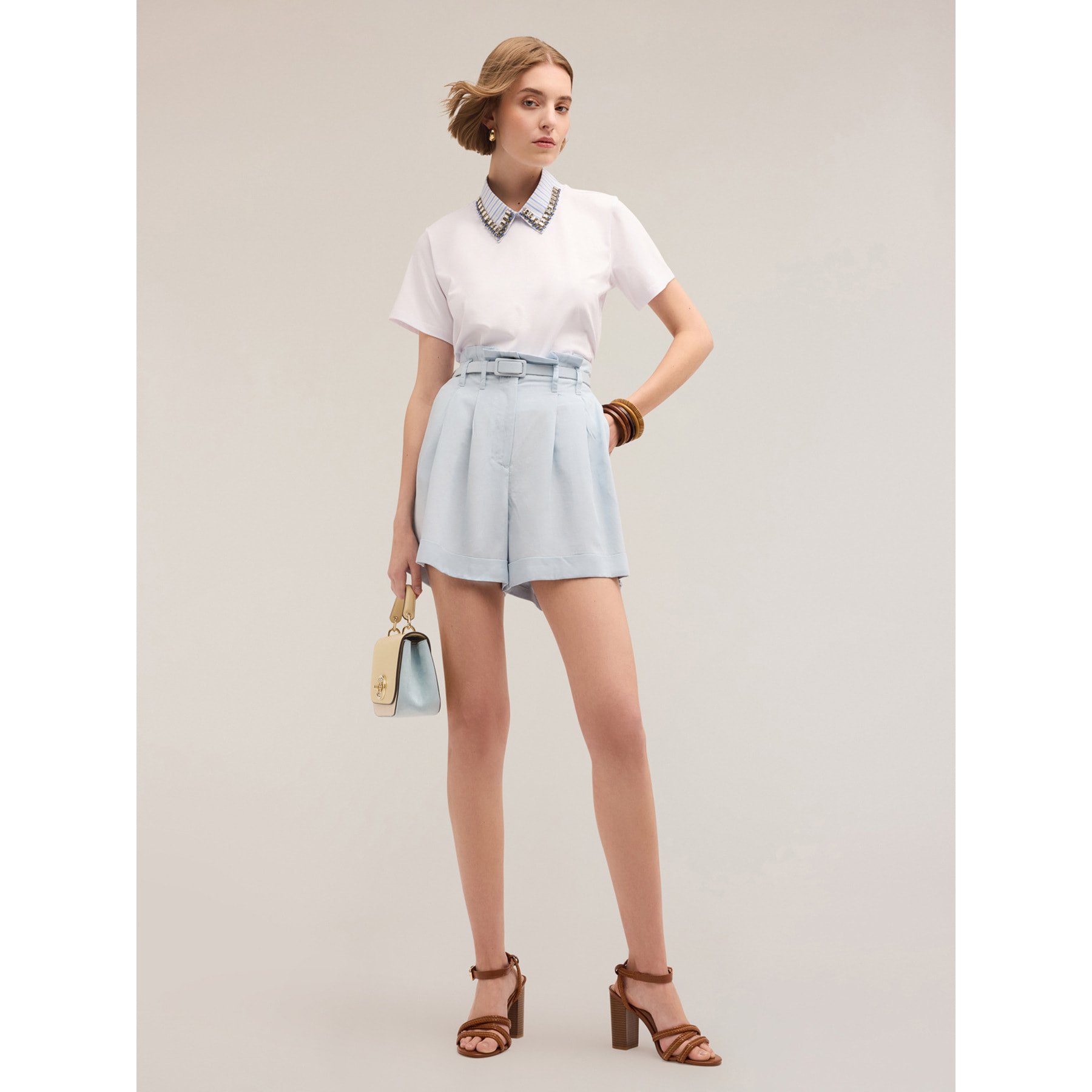 Motivi - Shorts fluido con pliegues - Light - blue