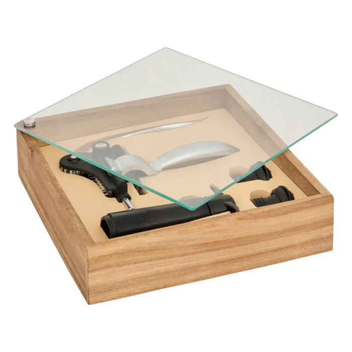 Coffret sommelier Jules 4 porte(s) marron L24xp6,8xH24cm