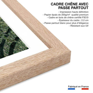 Affiche lumière sur London Eye Affiche + cadre en bois - Chêne