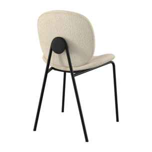 Lot de 2 chaises en tissu bouclé beige et pieds en métal noir - Iris
