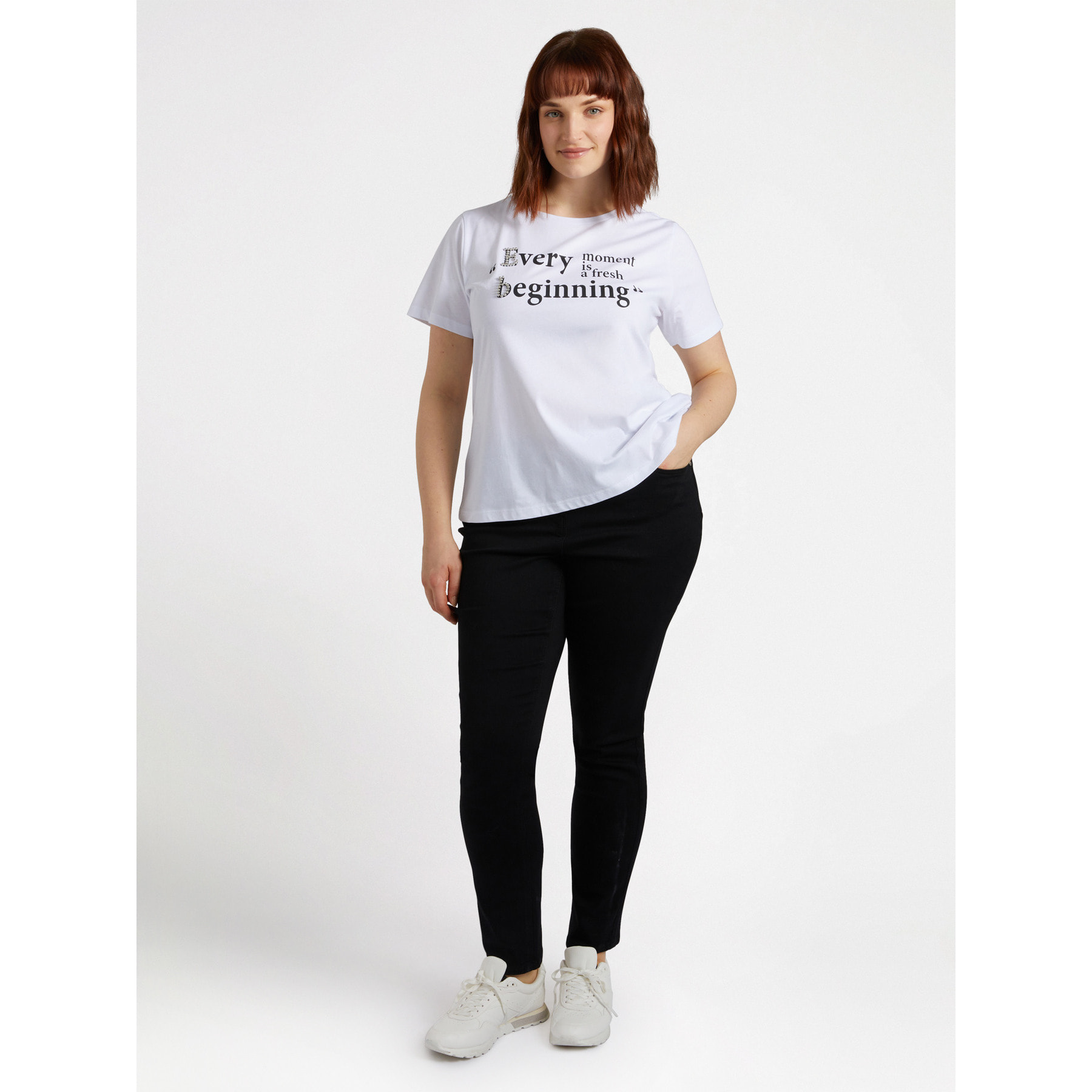 Fiorella Rubino - Camiseta con texto y bordado - Blanco
