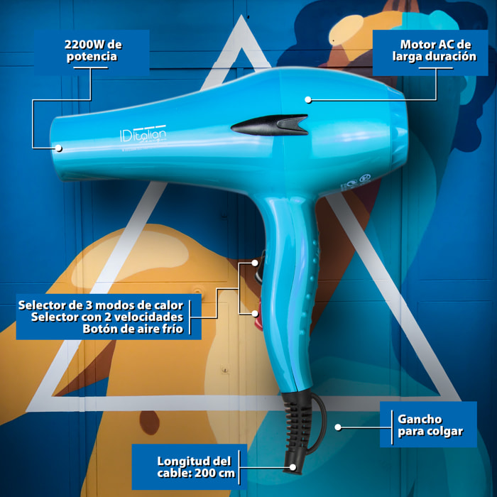 Sèche-cheveux gti2600 ocean plus - 2200w - turquoise
