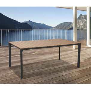 Tavolo da esterno in alluminio e polywood 160x90cm grigio Enna