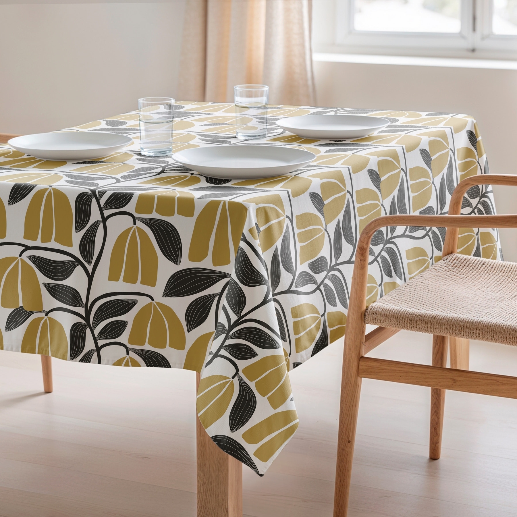 Mantel estampado antimanchas NEKANE MOSTAZA