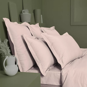 Drap housse b35 percale de coton uni rose Giulia petale