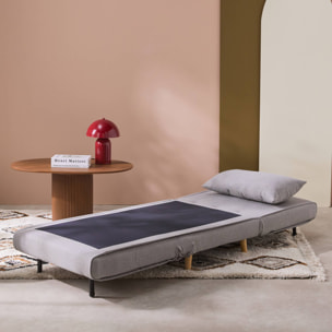 Chauffeuse convertible tissu piétement bois 1 place gris Guest