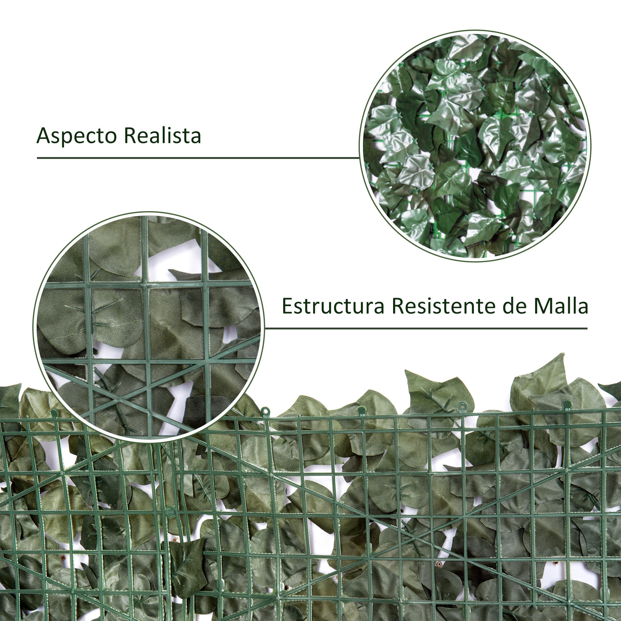 Seto Artificial Ocultación Jardín en Rollo 2,4x1 m Pantalla de Valla de Privacidad de Hiedra Artificial para Terraza Balcón Exterior Decoración de Hojas Verde