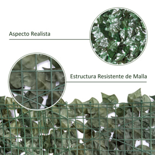Seto Artificial Ocultación Jardín en Rollo 2,4x1 m Pantalla de Valla de Privacidad de Hiedra Artificial para Terraza Balcón Exterior Decoración de Hojas Verde