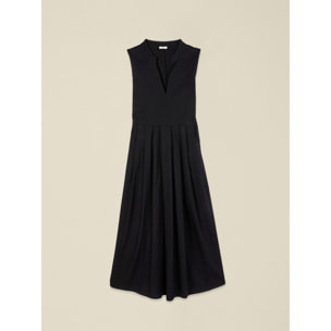 Oltre - Vestido flare en popelín de algodón - Negro