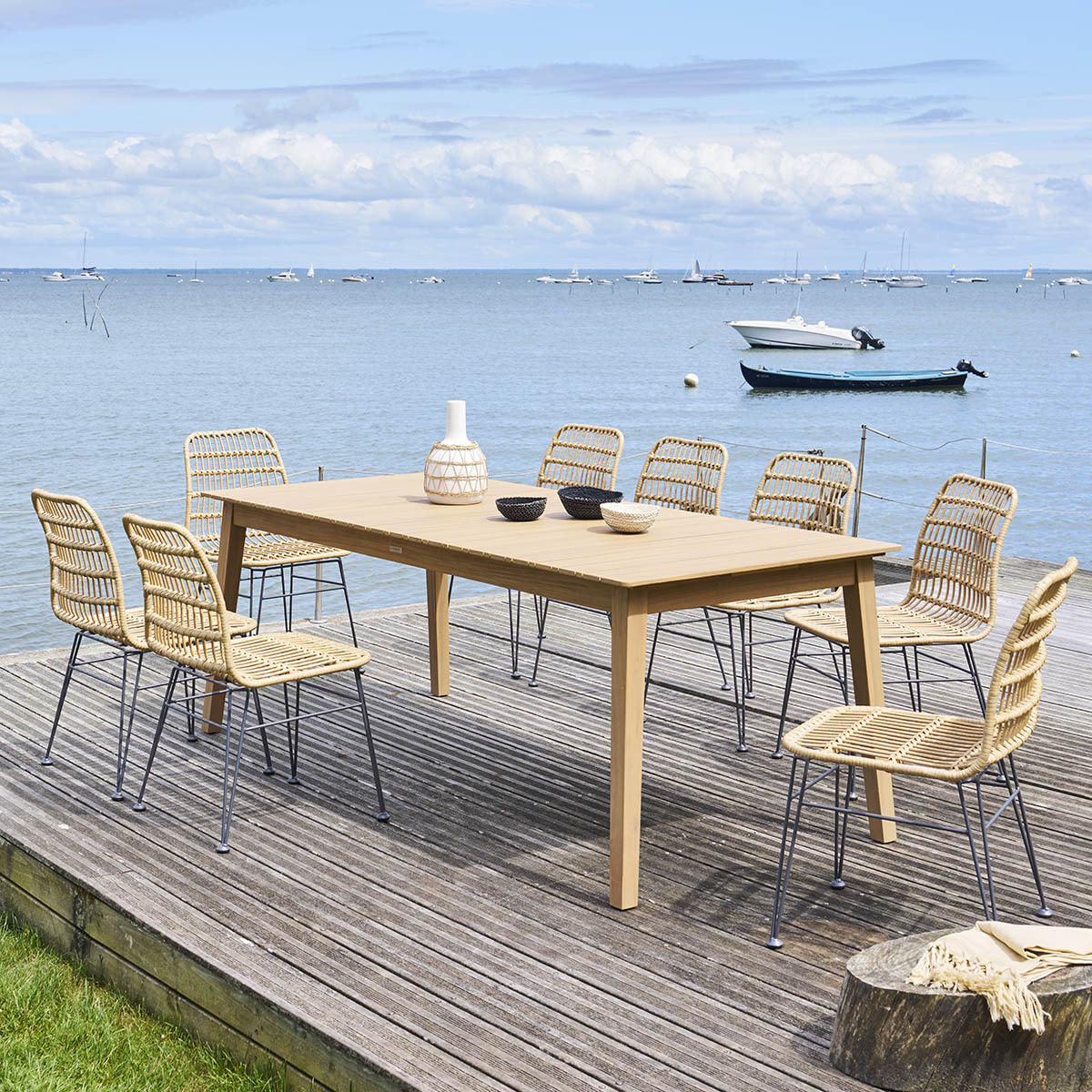 Table de jardin rectangulaire "Tiwi" acacia 10 places