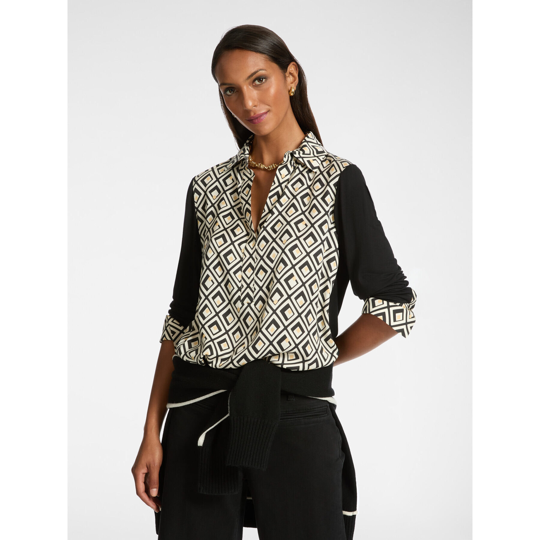 Elena Mirò - Camiseta con estampado geométrico - Negro