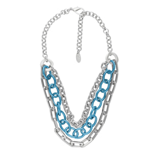 Collar "tres vueltas" en plata y azul