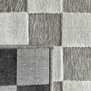 GARDEN - Tapis d'intérieur / extérieur à motif damier blanc et gris