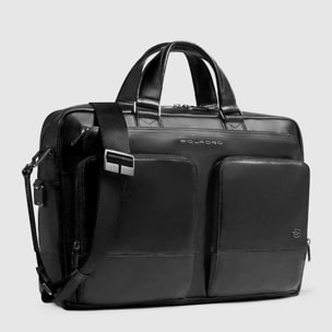 Piquadro Borsa porta in pelle porta pc e iPad® con protezione antiurto, tasca porta bottiglia