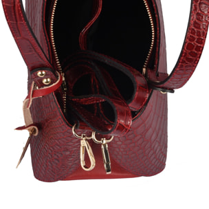 Borse Donna colore Rosso-in pelle Made in Italy 21x26x10cm