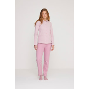Pigiama donna heart in punto milano aperto davanti con collo camicia Noidinotte