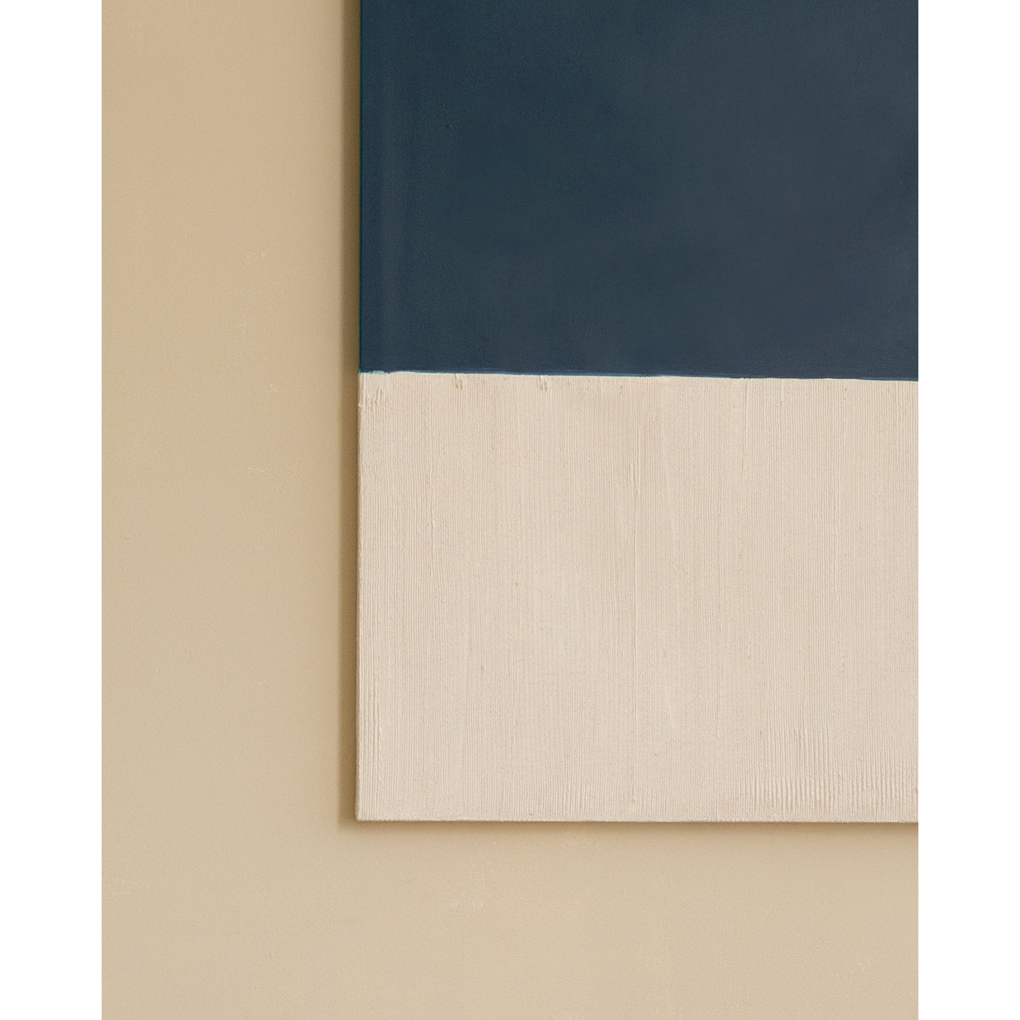 Tableau bleu et blanc décoratif sur coton avec cadre en bois peint à la main à la peinture à l'huile en différentes tailles