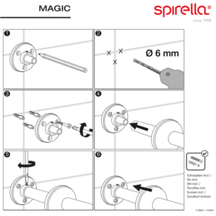 Barre tringle pour rideau de douche d'angle à fixer en Alu MAGIC 80x80cm Blanc Spirella
