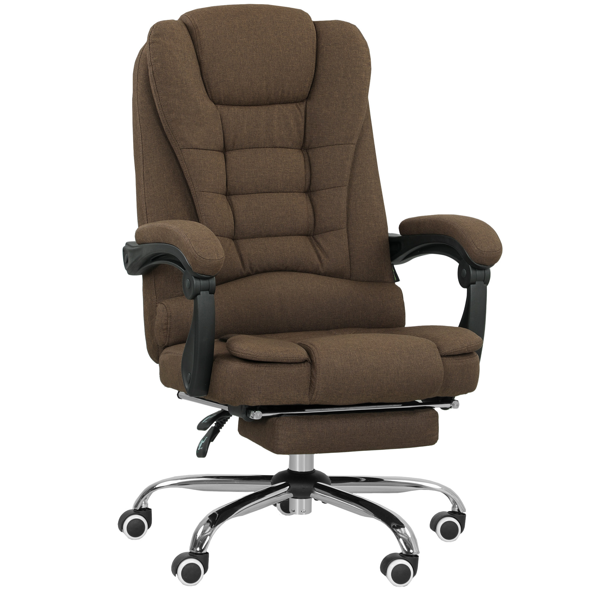 Fauteuil de bureau manager grand confort repose-pied dossier inclinable accoudoirs rembourrés lin beige
