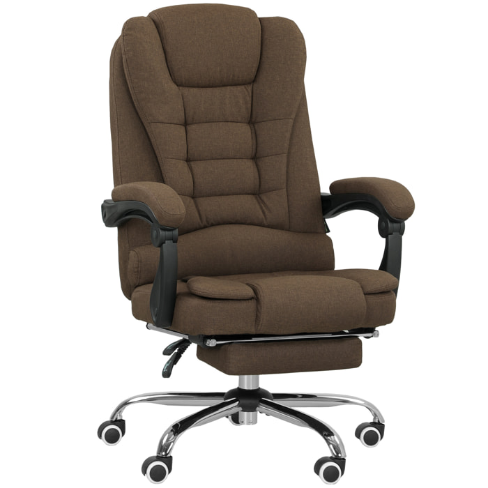 Fauteuil de bureau manager grand confort repose-pied dossier inclinable accoudoirs rembourrés lin beige