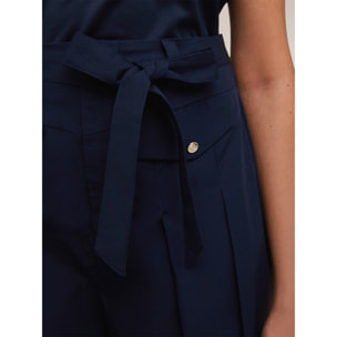 Motivi - Shorts de talle alto con pliegues - Azul
