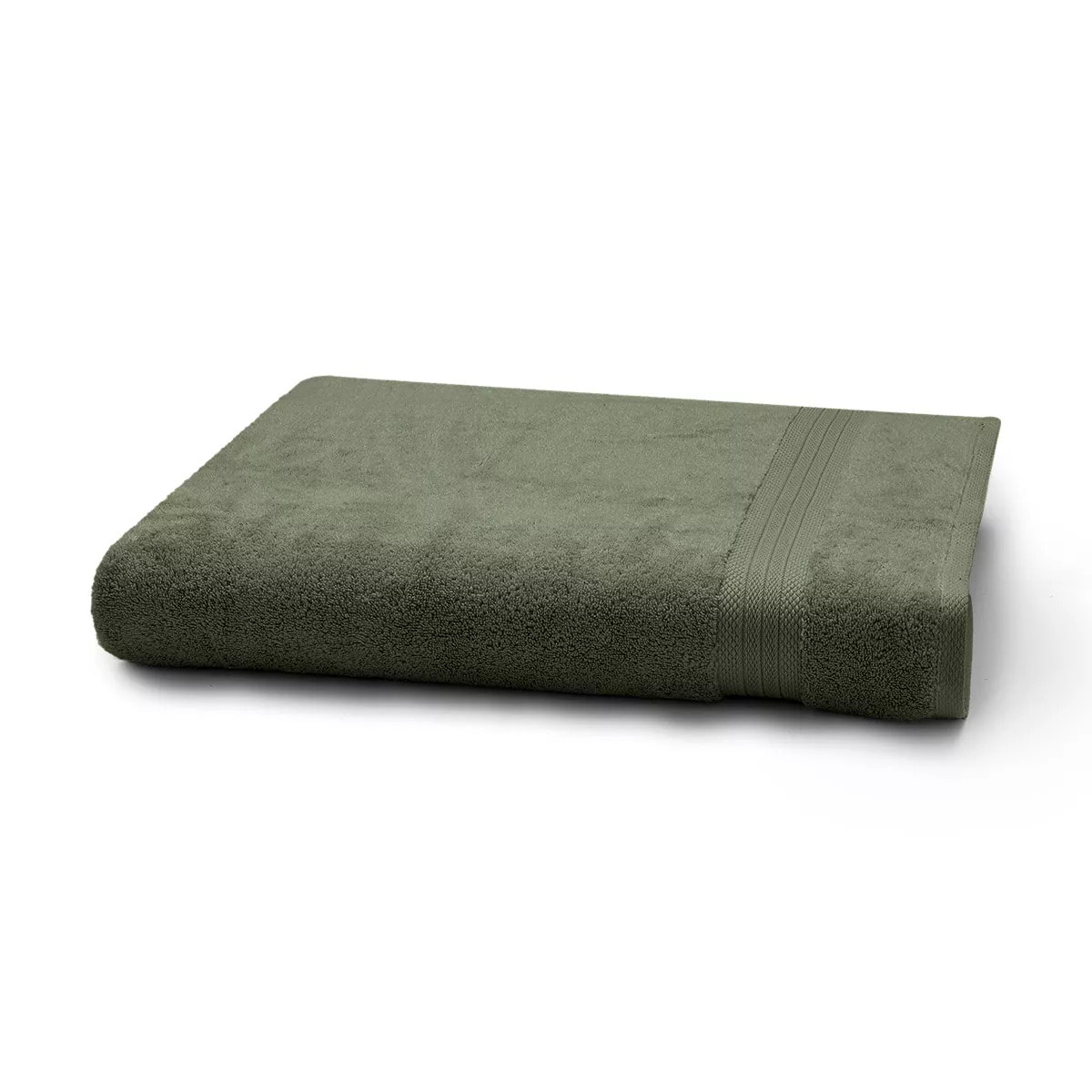 Drap de bain pur coton 550 g/m² uni vert Elea kaki