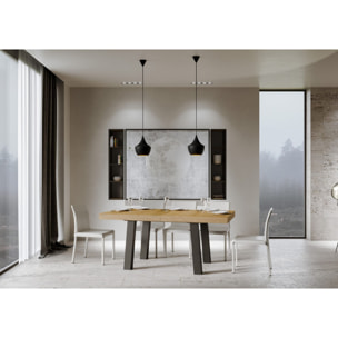 Mesa extensible 90x200/460 cm Bridge Roble Natural estructura Antracita