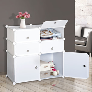 Armoire étagère à chaussures 3 niveaux 6 compartiments plastique + autocollants décoratifs 75L x 37l x 73H cm blanc