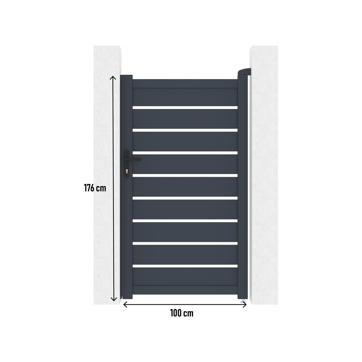 Portillon en aluminium  "Bastien" - 100 x 176 cm - Anthracite