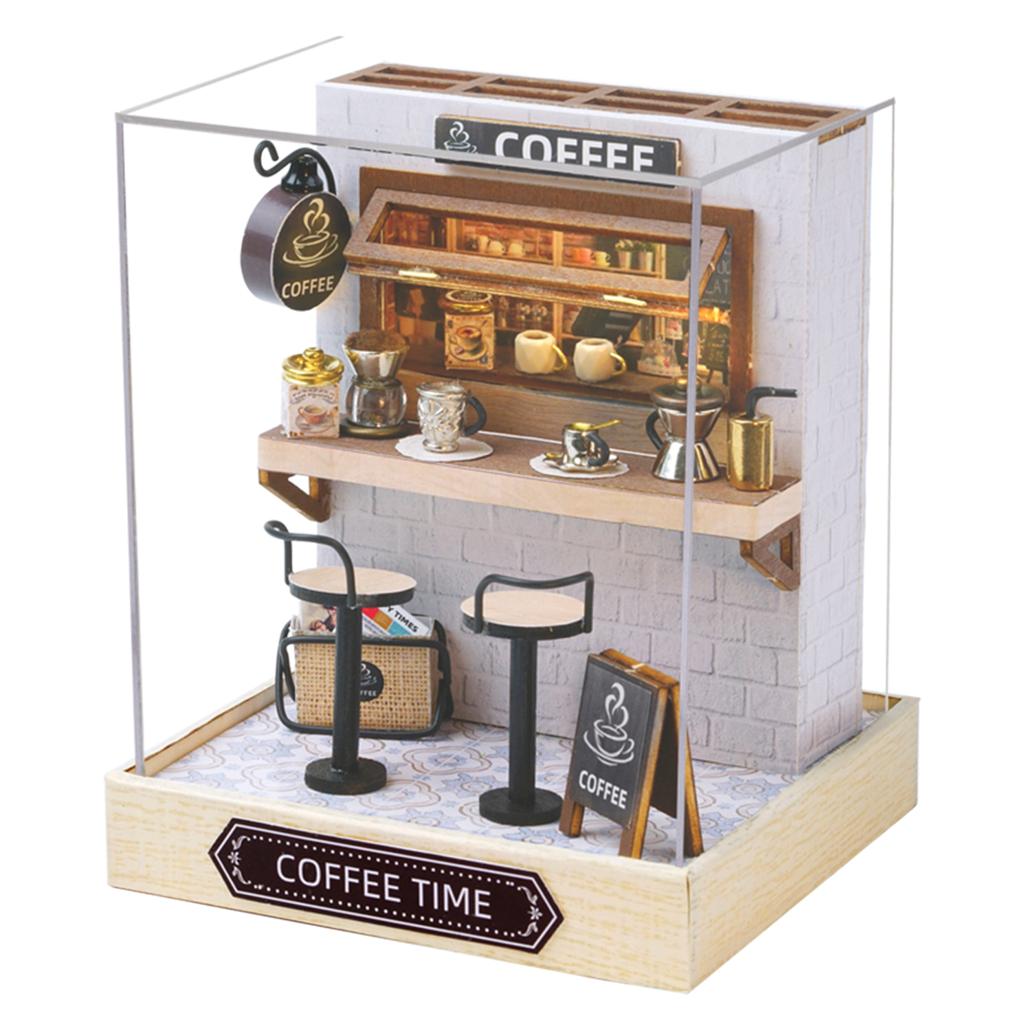 Colección Rincón de la felicidad, Tiempo de Café. Maqueta 3D realista con gran detalle, cubierta antipolvo y luces led.